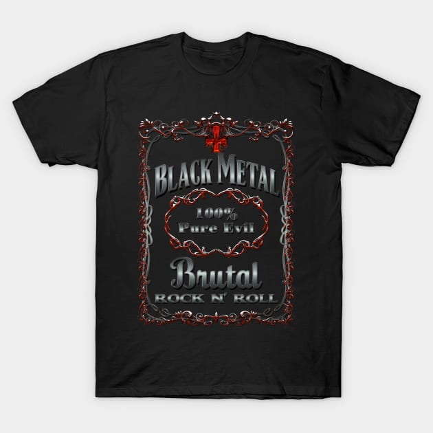 WHISKEY LABEL - black metal T-Shirt by shethemastercovets